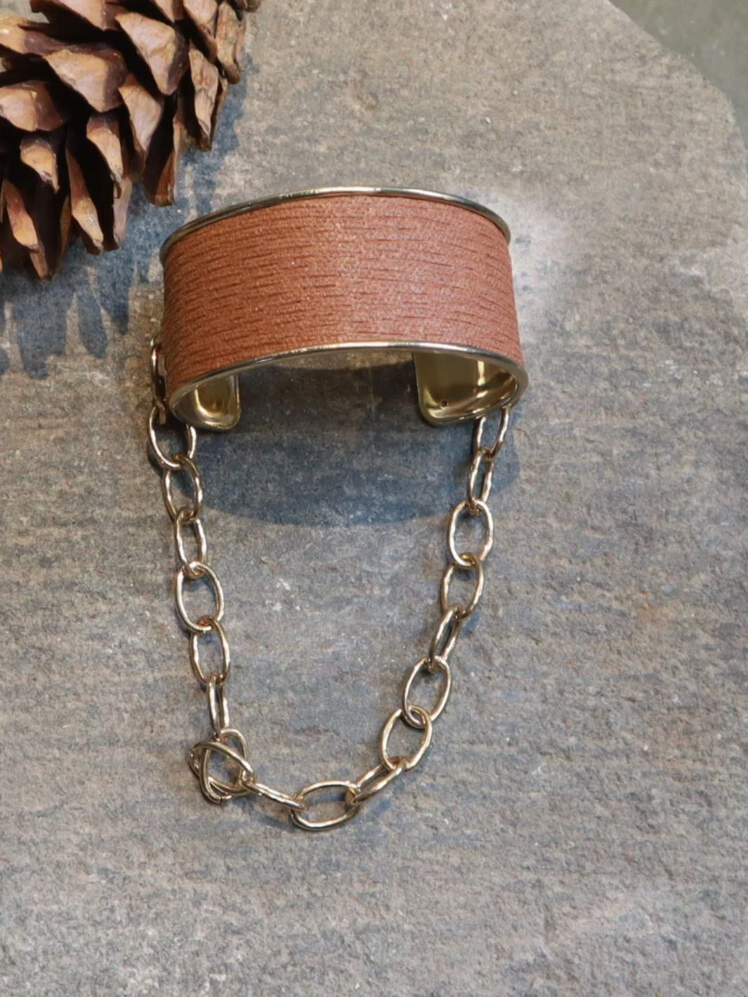 Sepia Plant Leather Cuff