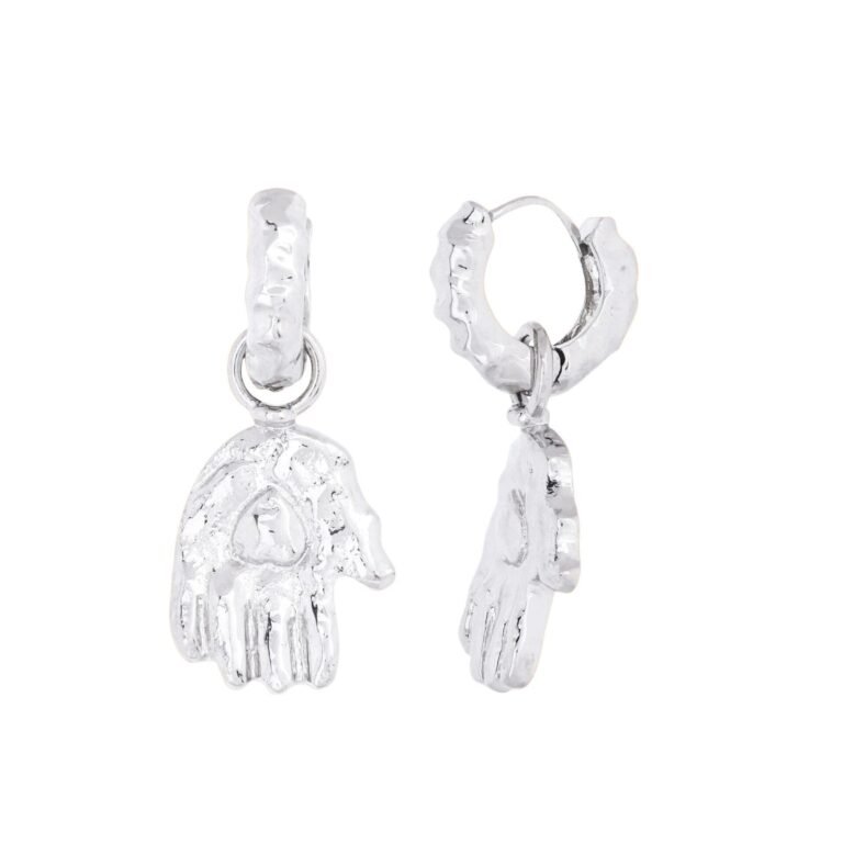 Heart in Hand Earrings Silver