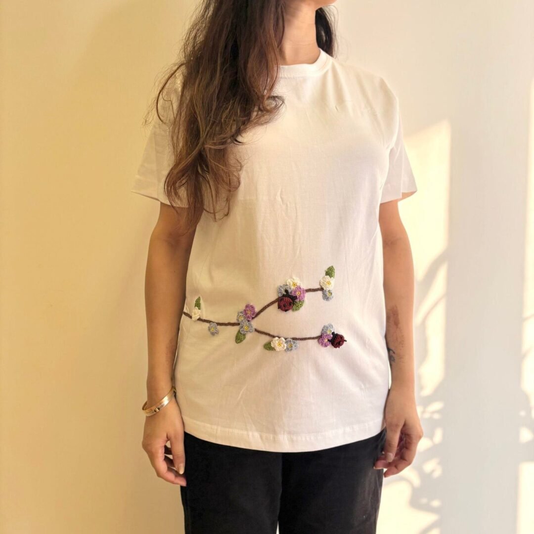 White Serene Stitch T-Shirt