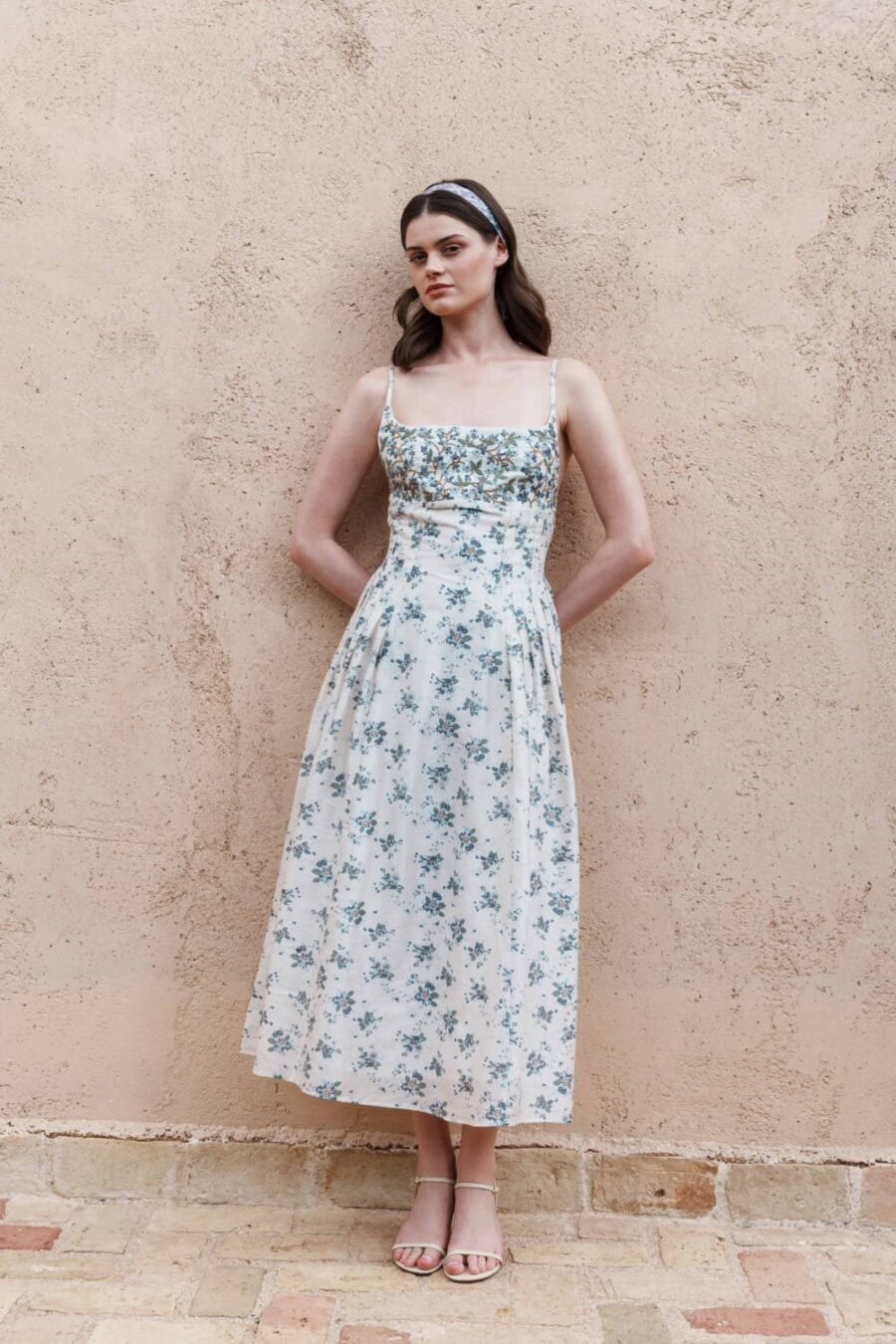 Ecru Chanderi Floral Midi