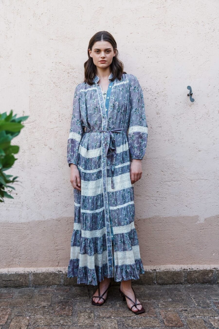 Lilac Lace Front-Open Dress
