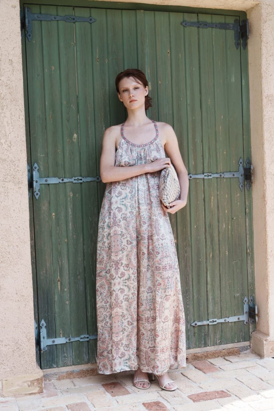 Beige Paisley Halter Maxi
