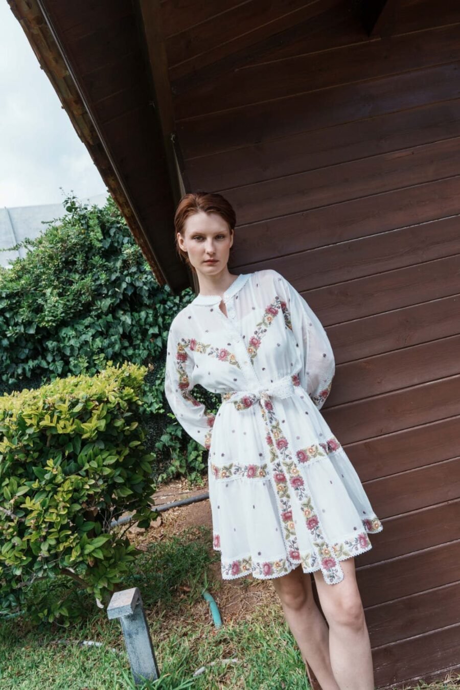 White Floral Tiered Mini Dress