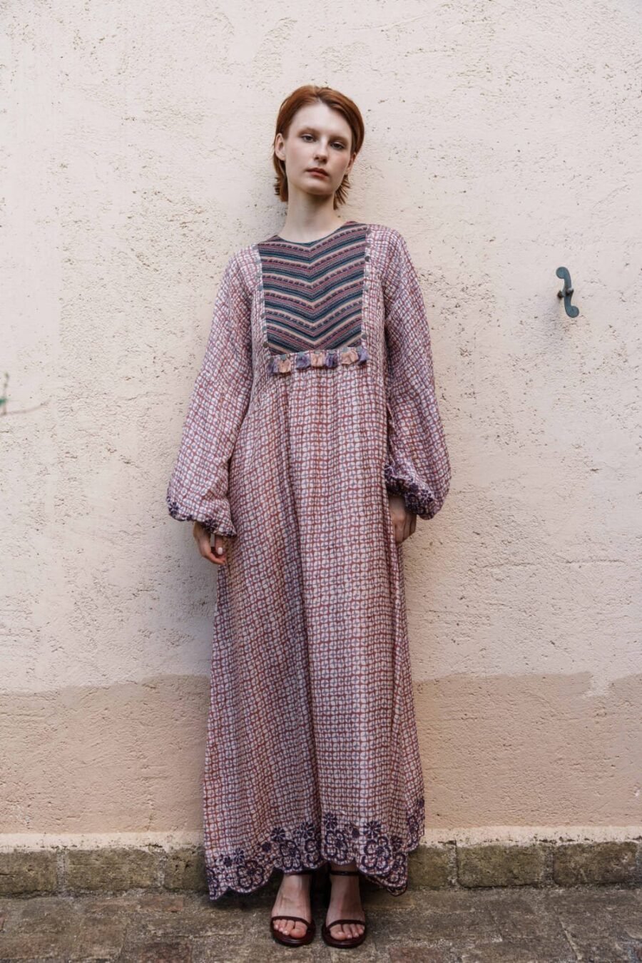 Onion Pink Embroidered Maxi