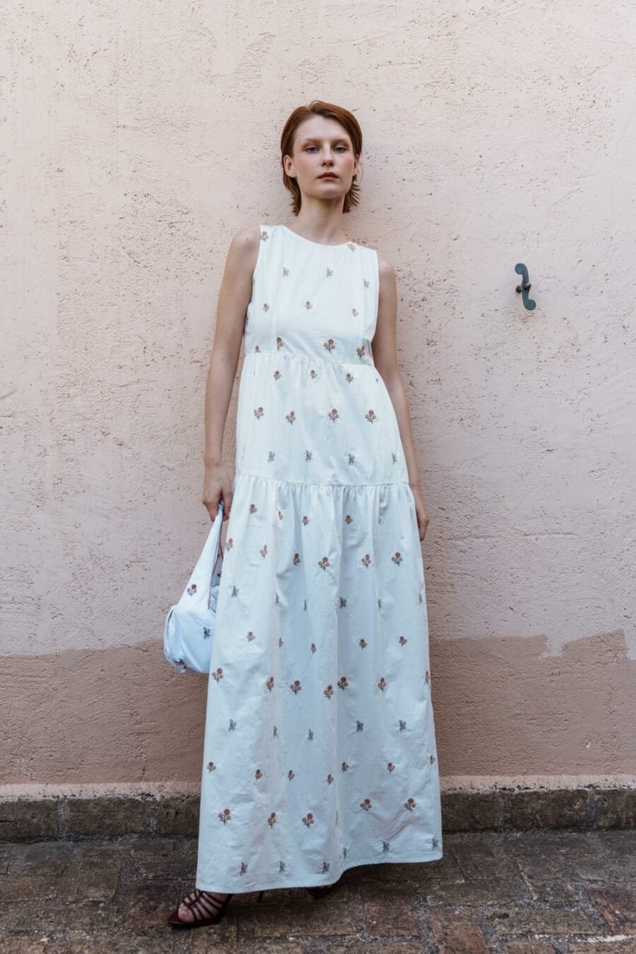 White Ditsy Embroidered Maxi