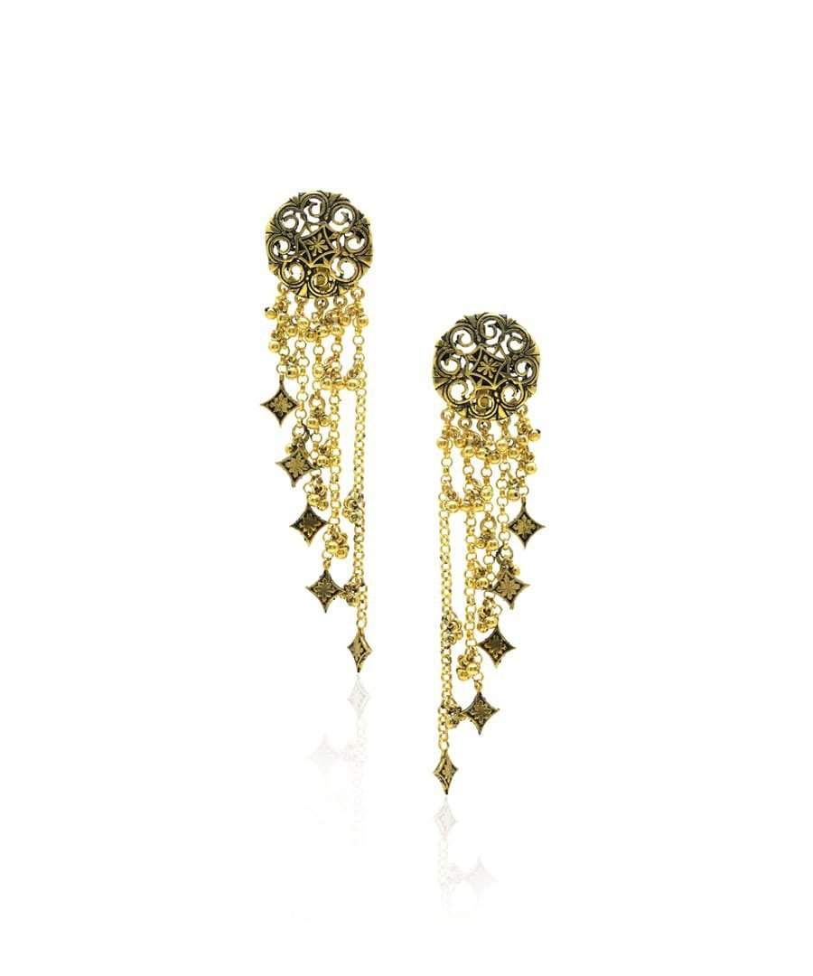 Gold Thar Dhora Long Earrings