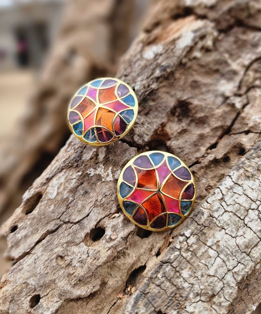 Rust Pink Stud Earrings