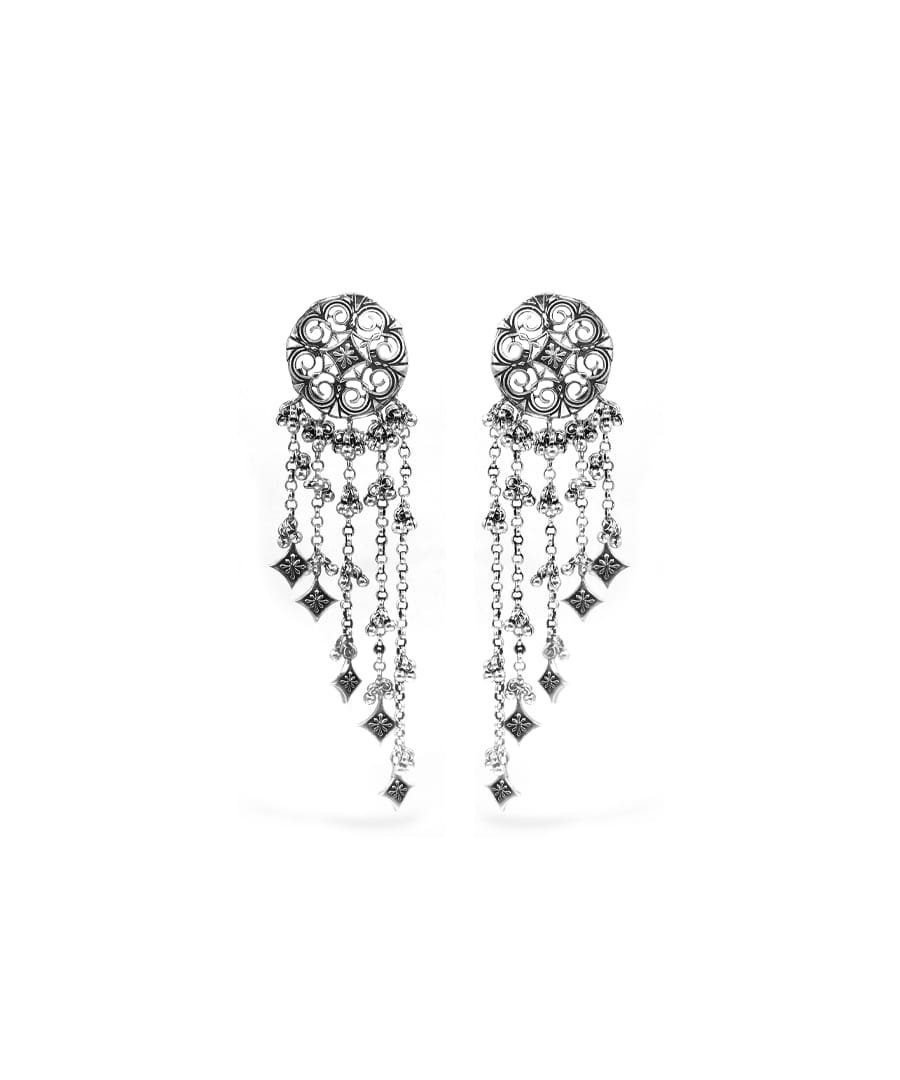 Silver Thar Dhora Long Earrings