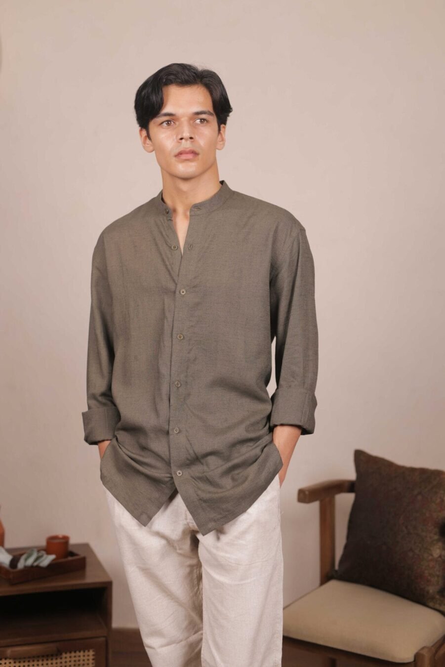Olive Calm, Handwoven Linen Cotton
