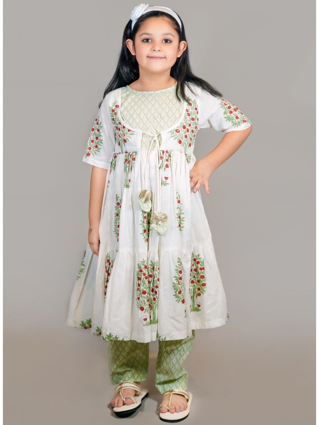 Girls Garden Print Kurta Set