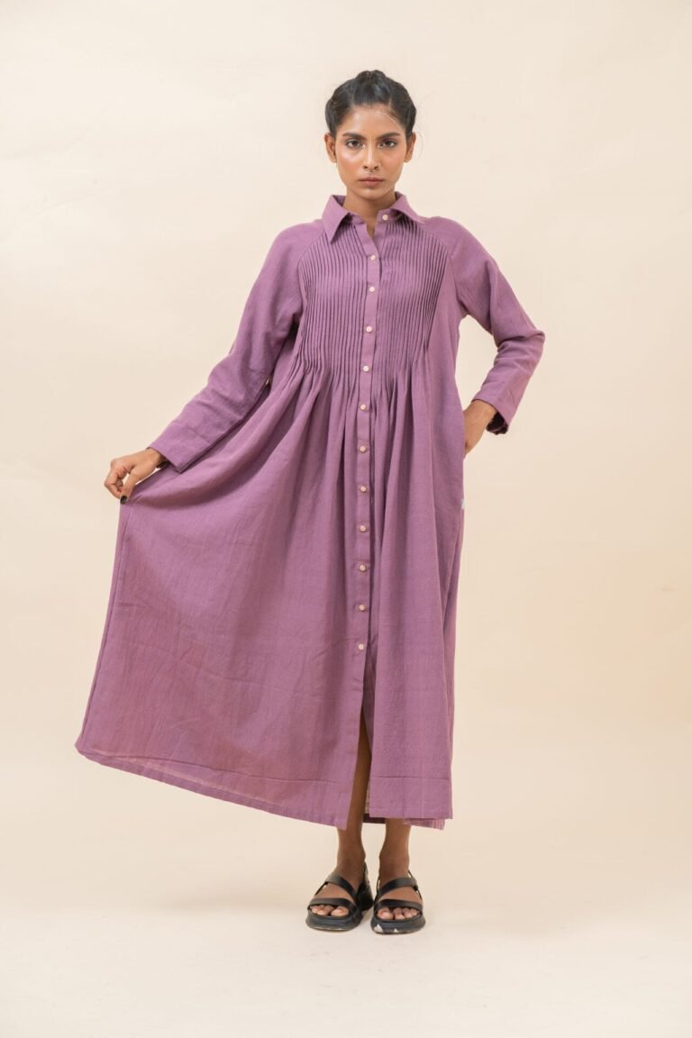 Dusty Purple Pleated Dress