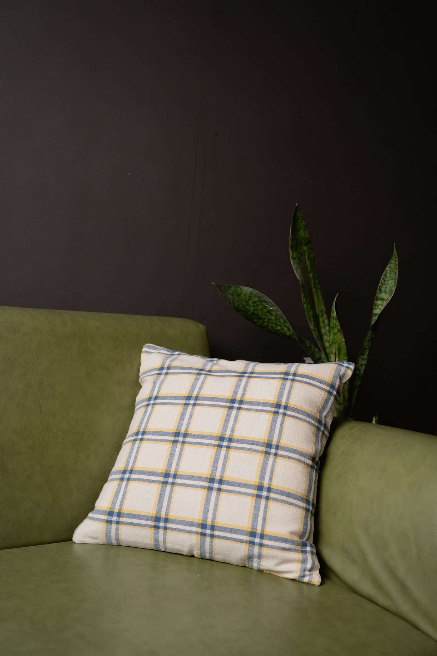 Raw White Plaid Cushion