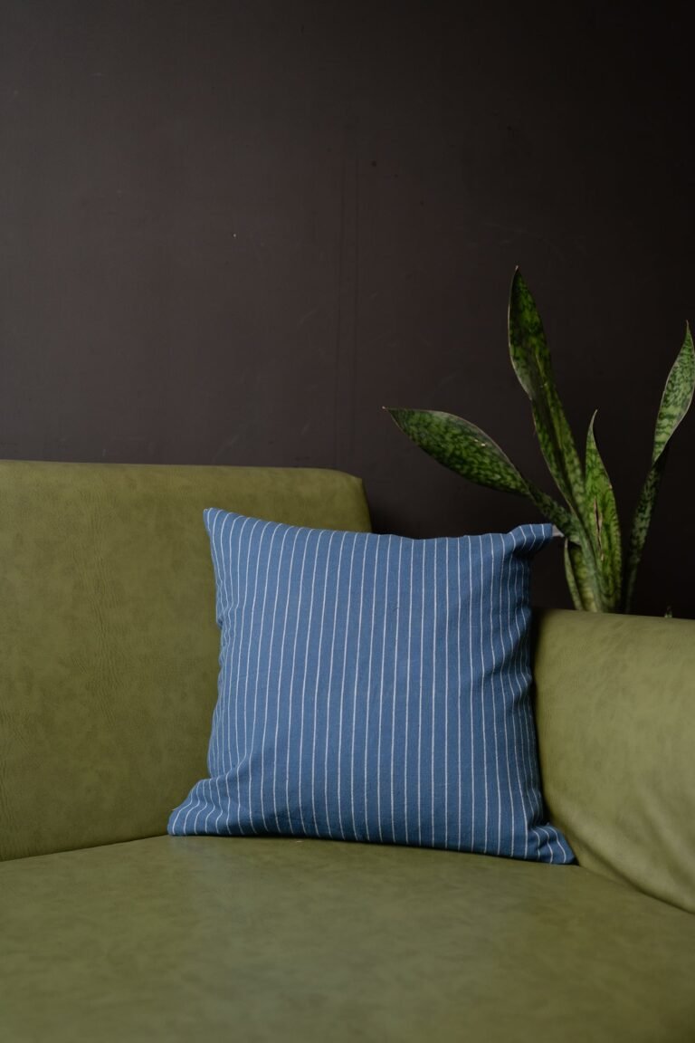 Lined Indigo Cushion