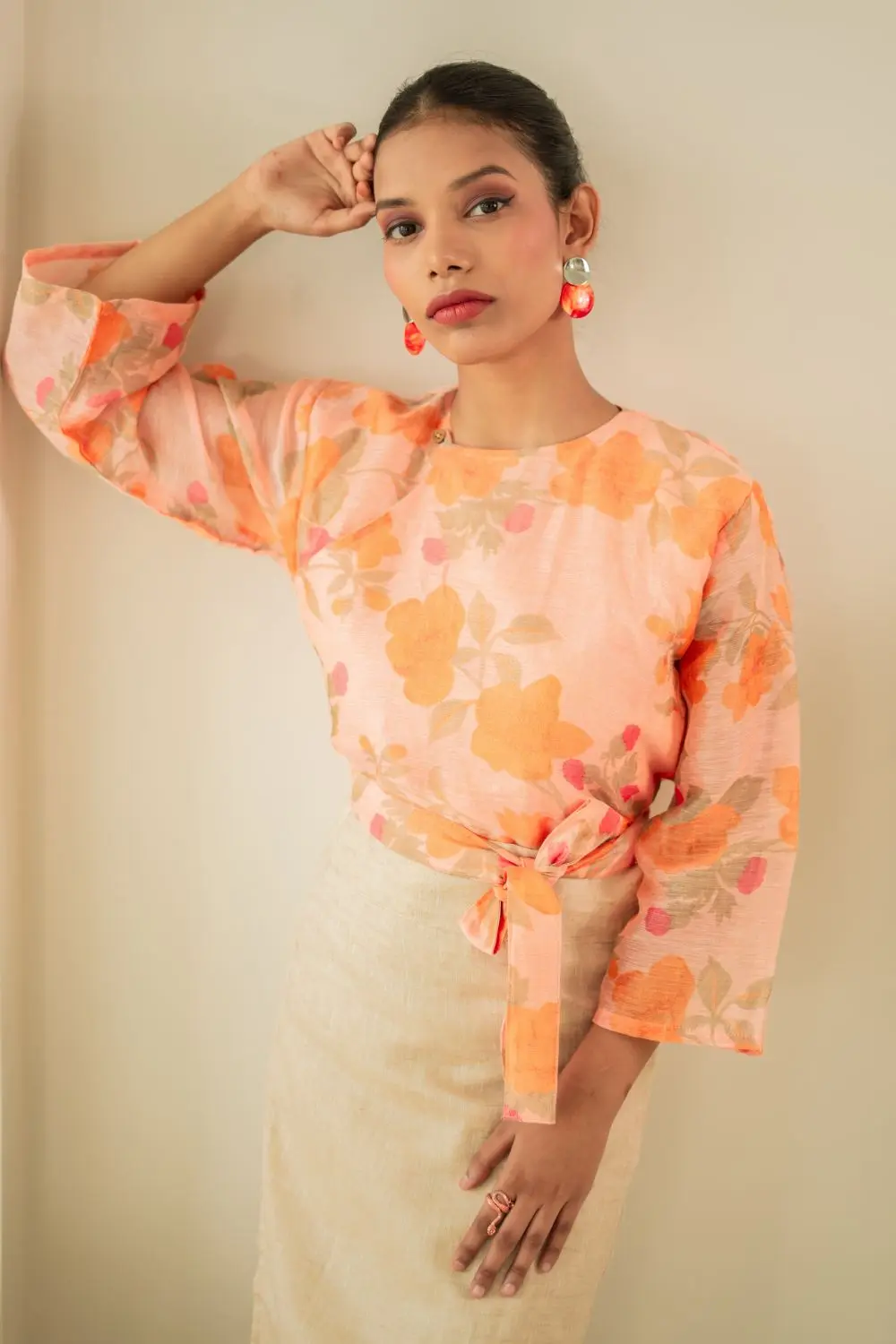Cross-Over Cotton-Silk Top