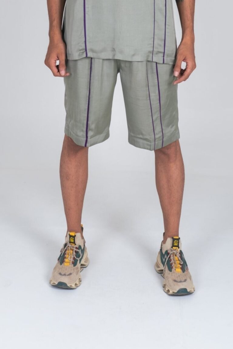 Green Shorts with Purple Piping