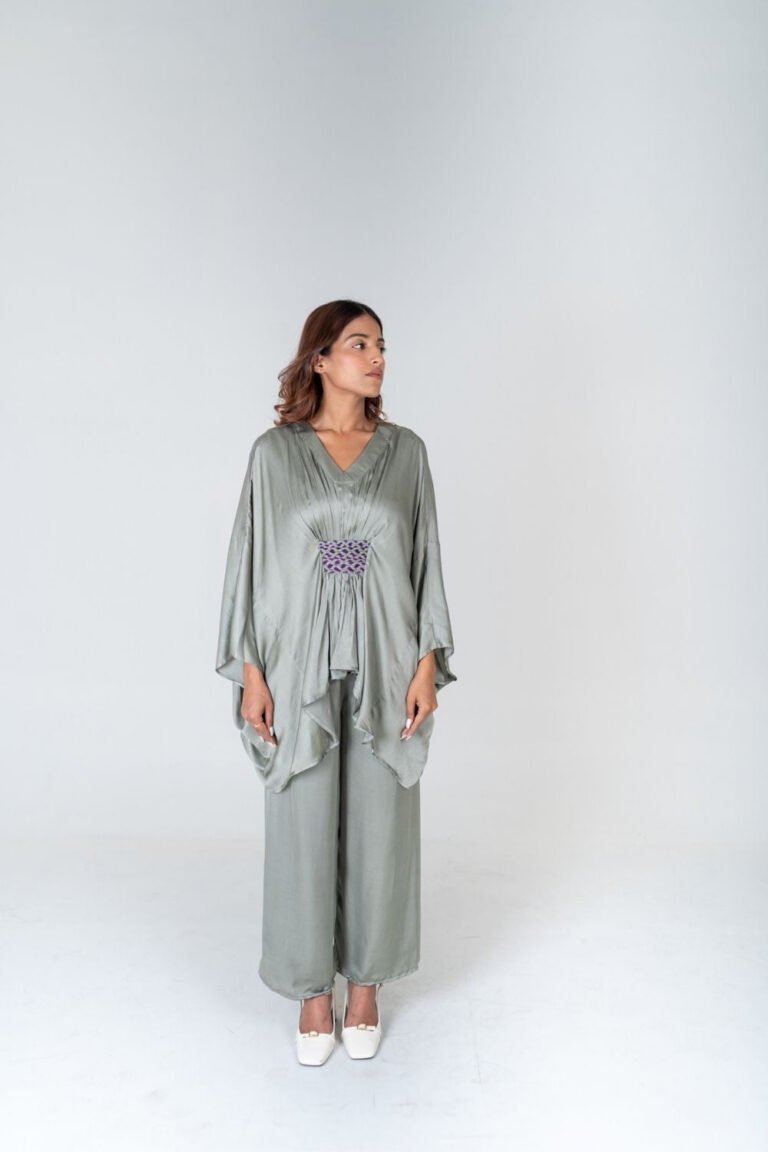 Green-Purple Kaftan Co-ord
