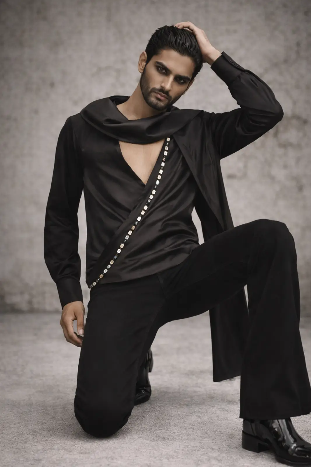 VALZ Satin Shirt Black