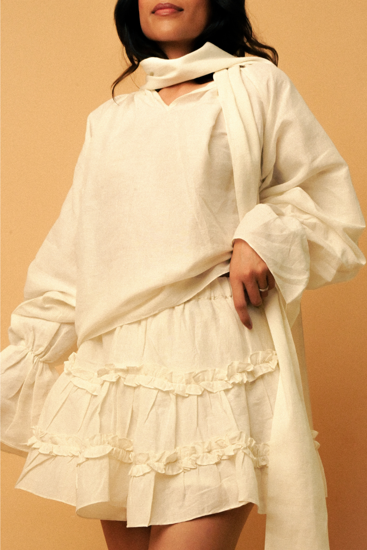 Ruffles Cotton-Linen Skirt