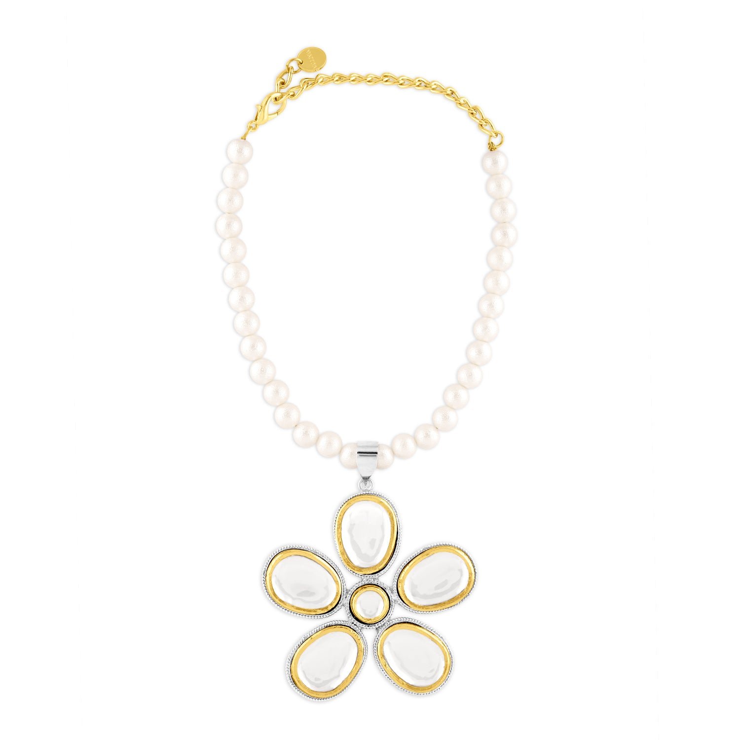 Gold & Silver Polki Flower Neck