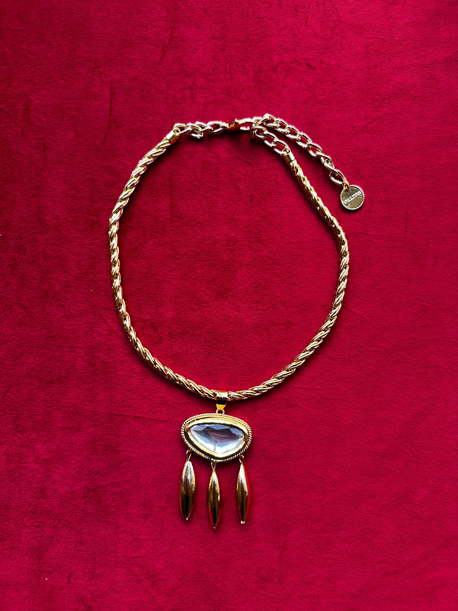 Polki Triangular Drop Necklace