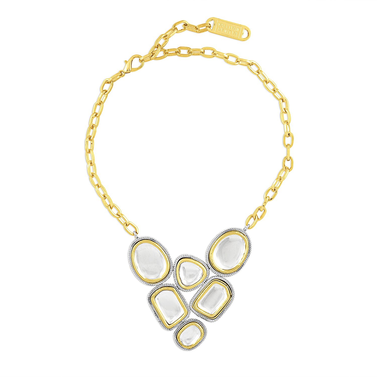 Gold & Silver Polki Heart Neckl
