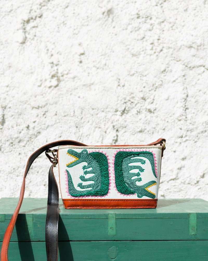 Crocodile Leather Sling Bag