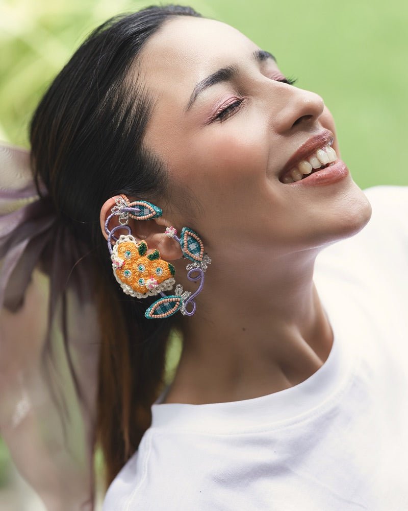 Juhi Embroidered Floral Earcuffs