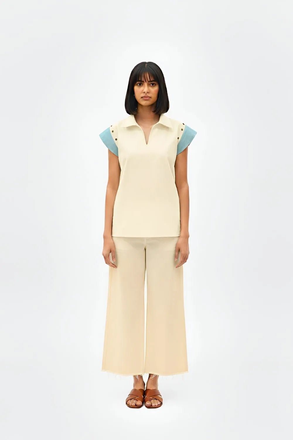 Ivory-Tiffany Colorblock Co-ord