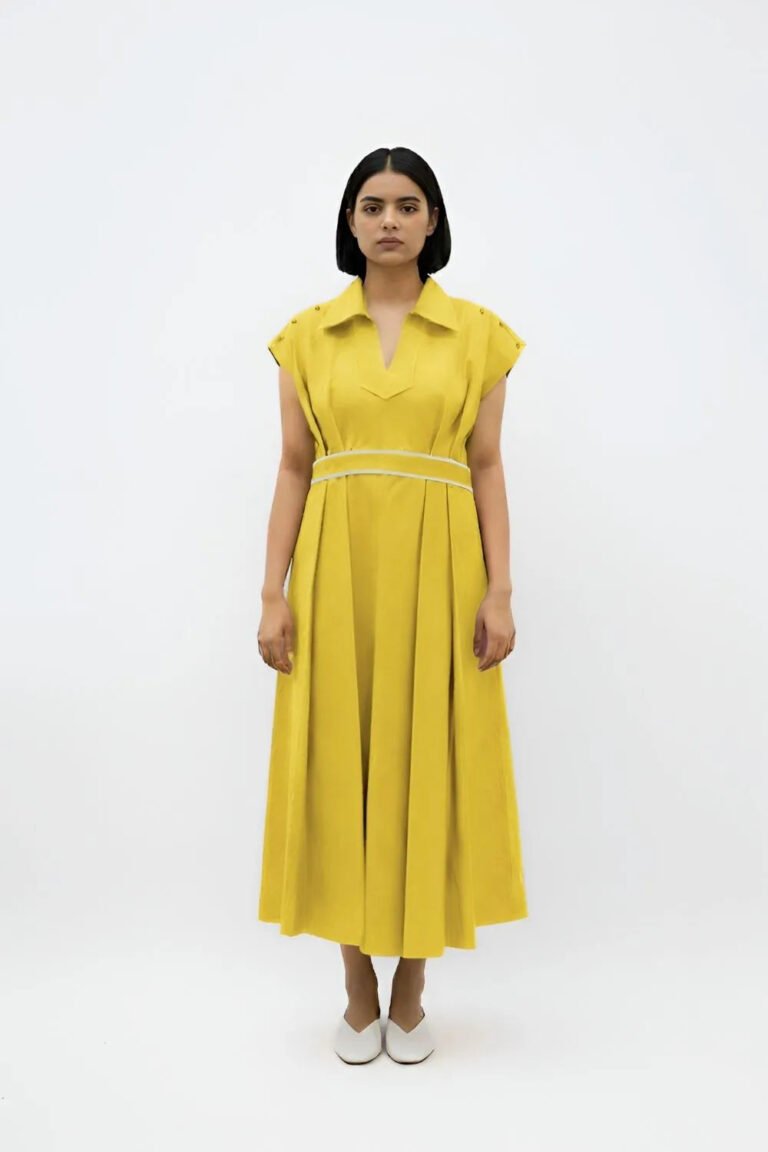 Mango Yellow-Ivory Skater Dress