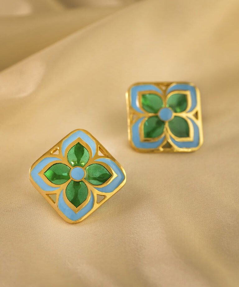 Padma Chameli Studs Green Blue