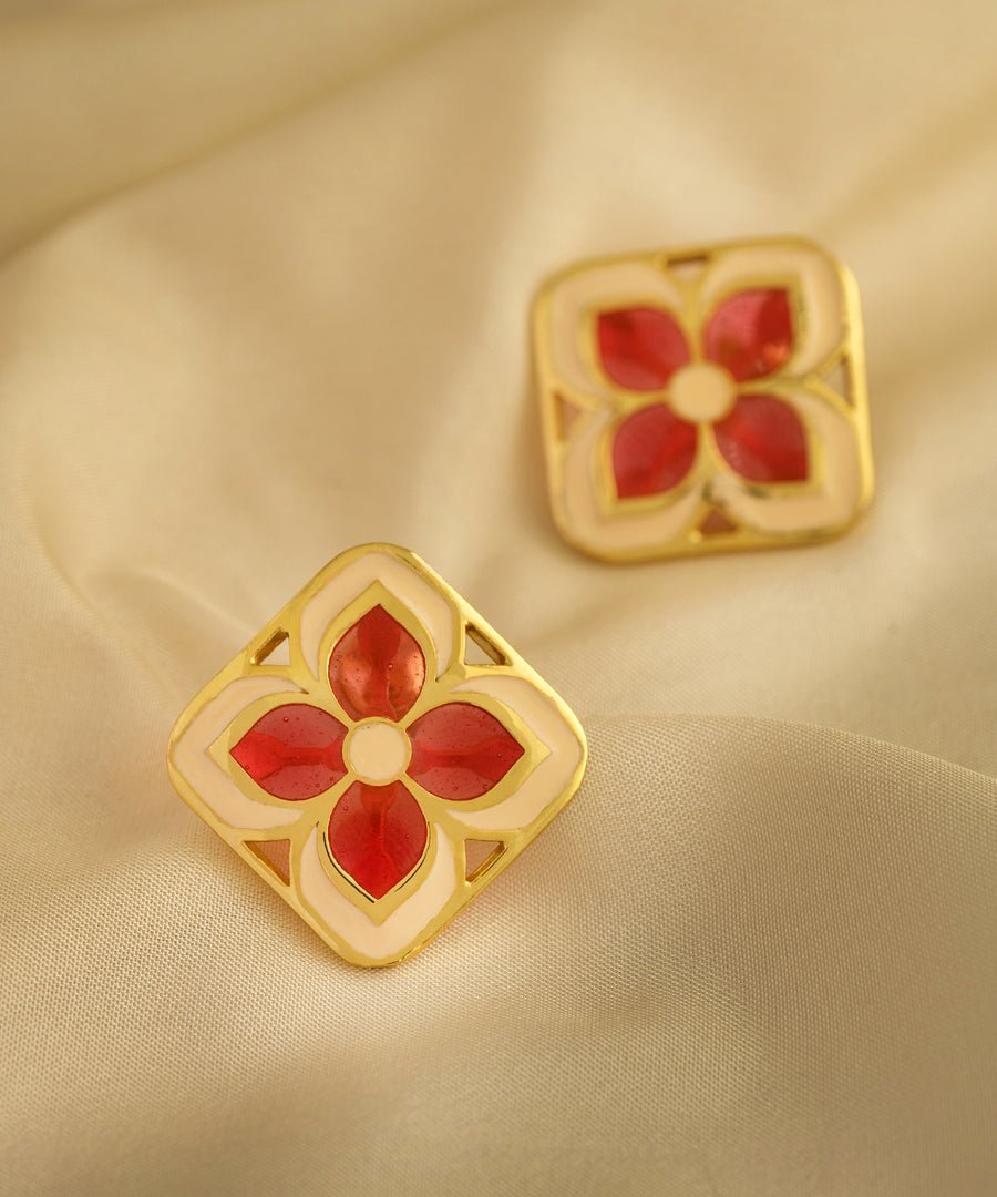 Padma Chameli Studs Red Ivory