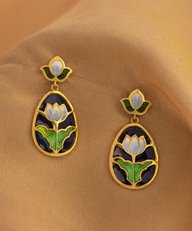 Padma Lotus Drop Earrings Blue
