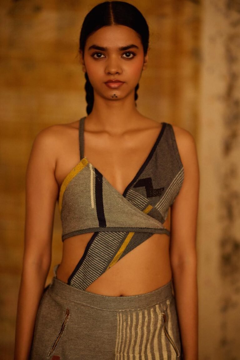 Alignment Denim Wrap Top
