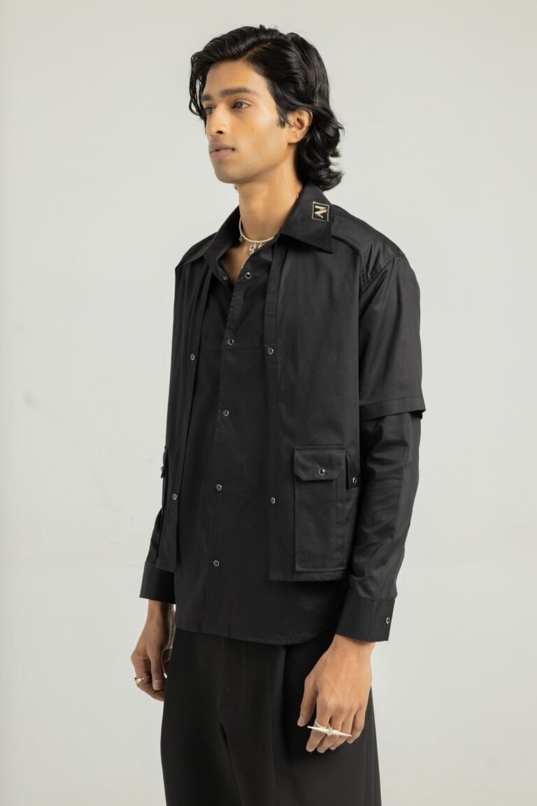 Black Awadhi Hand Made Shirt